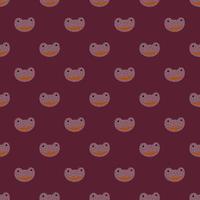 Frog pattern seamless in freehand style. Head predator on colorful background. Vector illustration for textile.