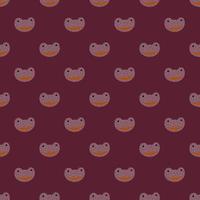 Frog pattern seamless in freehand style. Head predator on colorful background. Vector illustration for textile.