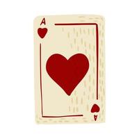 Play card hearts isolated on white background. Vintage abstract design card in color red. vector