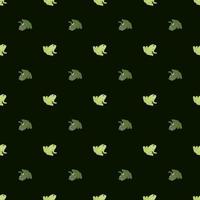 Exotic marine animal seamless pattern with simple green toad ornament. Black background. Contrast backdrop. vector