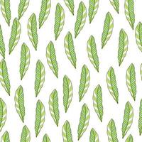 Isolated seamless pattern with little green random abstract leaf elements. White background. Bloom print. vector