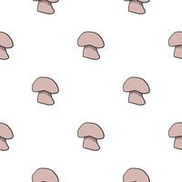 Seasonal seamless pattern with champignon mushroom outline pink ornament. Isolated print. vector