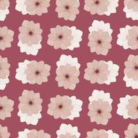 Pink colored abstract seamless floral pattern with simple style anemone flowers print. Hand drawn artwork. vector