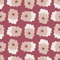 Pink colored abstract seamless floral pattern with simple style anemone flowers print. Hand drawn artwork. vector