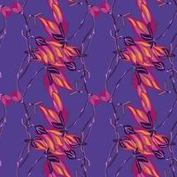 Seamless pattern Magnolias on purple background. Beautiful ornament with bright red flowers. vector