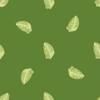 Organic palm leaf seamless pattern with hand drawn foliage print. Simple color background. Vector illustration for seasonal textile.