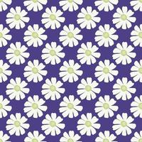 Chamomile pattern seamless in freehand style. Spring flowers on colorful background. Vector illustration for textile.