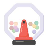 A candy machine with gumballs, flat icon vector