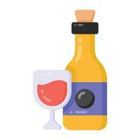 icono plano de botellas de vino, bebida alcohólica vector