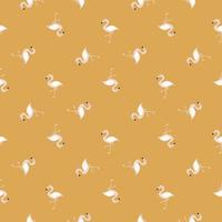 Geometric tropical seamless pattern with white colored flamingo shapes. Beige background. Funny print. vector