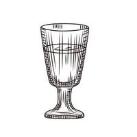 Vodka stem shot glass isolated on white background. Full alcohol shot glass of alcohol. vector