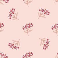 Seamless pattern in minimalistic tones with doodle yarrow ornament in pink tones. vector