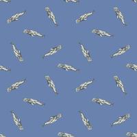 Seamless pattern with gray whale on light blue background. Template of cartoon character of ocean for fabric. vector