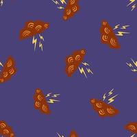 Clouds with lightning of seamless pattern. Cute hand drawn background. vector