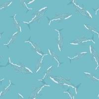 Whale shark seamless pattern in scandinavian style. Marine animals background. Vector illustration for children funny textile.