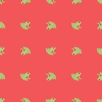 Funny seamless baby pattern with marine green frogs bright print. Pink background. Creative design. vector