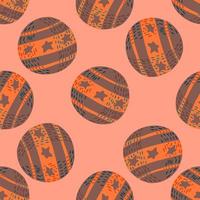 Funny equipment seamless pattern with abstract random circus ball orange and grey ornament. Pink background. vector
