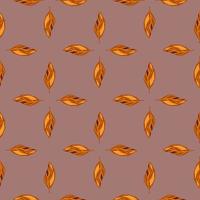 Decorative seamless pattern with orange colored autumn foliage leaf print. Dark pink background. vector