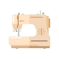 Sewing machine beige color isolated on white background. Modern machine for sew in flat style. vector