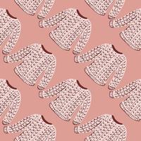 Pullover seamless pattern in doodle hand drawn style. Cozy print in pale pink tones. vector