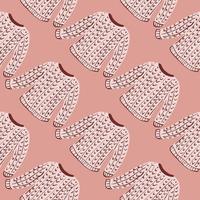 Pullover seamless pattern in doodle hand drawn style. Cozy print in pale pink tones. vector