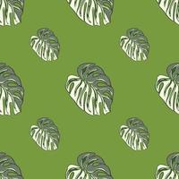 Exotic summer seamless pattern with botanic monstera leaf shapes print. Green bright background. vector