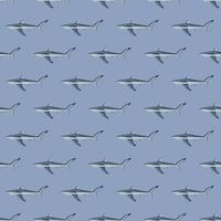 Seamless pattern Blue shark on gray background. Texture of marine fish for any purpose. vector