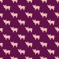 Seamless pattern of pig. Domestic animals on colorful background. Vector illustration for textile.