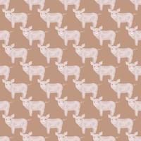 Seamless pattern of pig. Domestic animals on colorful background. Vector illustration for textile.