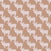 Seamless pattern of pig. Domestic animals on colorful background. Vector illustration for textile.