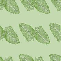 Organic palm leaf seamless pattern with hand drawn foliage print. Simple color background. Vector illustration for seasonal textile.