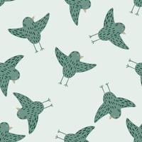 Ornithology seamless pattern with doodle hand drawn random birs ornament. Doodle style. vector