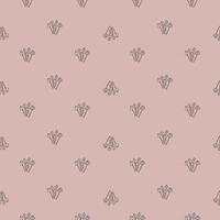 Pastel pink colors seamless pattern with little psilocybe semilanceata mushroom silhouettes. Simple print. vector