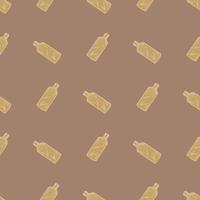 Seamless pattern retro chinese bottle on light brown background. Geometrical texture template for menu restaurant. vector