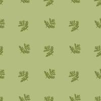 Seamless pattern wormwood on green background. Beautiful plant ornament. Geometrical texture template for fabric. vector