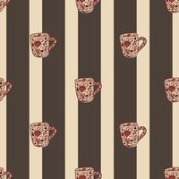 Cute mugs seamless pattern. Background of teatime. vector