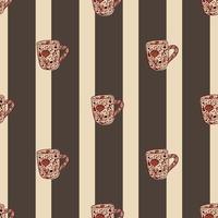 Cute mugs seamless pattern. Background of teatime. vector