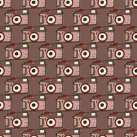 Photo camera vintage seamless pattern. Retro photo cameras design. Repeated texture in doodle style. vector