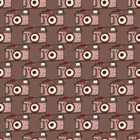 Photo camera vintage seamless pattern. Retro photo cameras design. Repeated texture in doodle style. vector