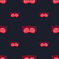 buho color rojo geométrico de patrones sin fisuras sobre fondo negro. elemento de diseño gráfico infantil para diferentes propósitos. vector