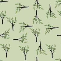 patrón geométrico sin costuras con adorno de ramas de hojas verdes. fondo gris diseño simple. vector