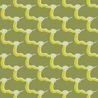Nature wild seamless pattern with funny simple snakes shapes print. Green pale background. vector