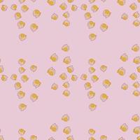 Seamless pattern with hand drawing lily of the valley on pink background. Vector floral template in doodle style. Gentle summer botanical texture.