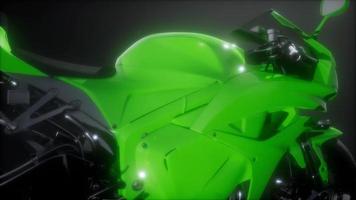 moto sport bike in dark studio with bright lights video