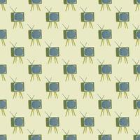 Blue and green colored tv shapes seamless pattern. Home design print with light background. vector