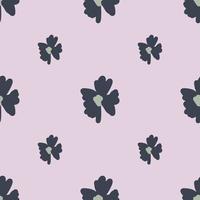 Minimalistic style flora nature pattern with navy blue flowers bud print on grey pastel background. vector