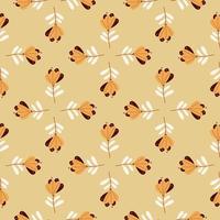 Scrapbook hand drawn seamless pattern in geometric style with flowers elements. Beige backround. vector
