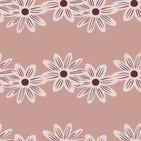 Seamless pattern with simple outlines flowers daisy print. vector
