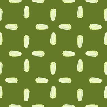 Seamless pattern Chinese cabbage on green background. Minimalism ornament with lettuce. vector