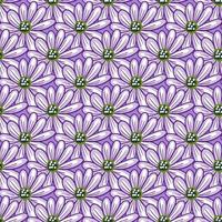 Seamless pattern with simple daisy flowers shapes. Purple background. Natural floral backdrop. Vector design for textile, fabric, giftwra